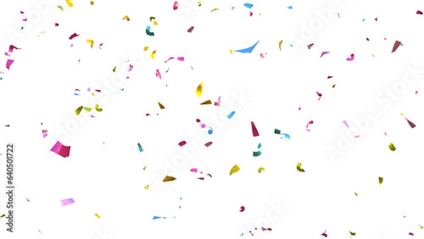 Obraz 3d render of multicolored confetti falling on transparent background, anniversary, birthday or wedding celebration