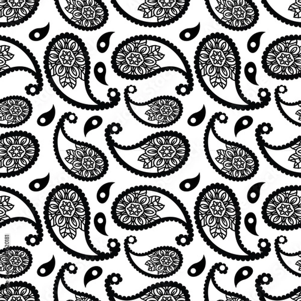 Fototapeta paisley  abstract vector seamless pattern.