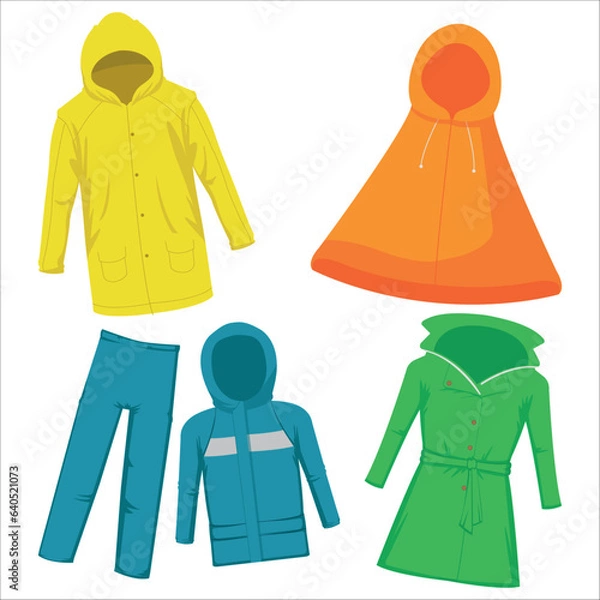 Obraz Raincoat Clothes Color Collection Set
