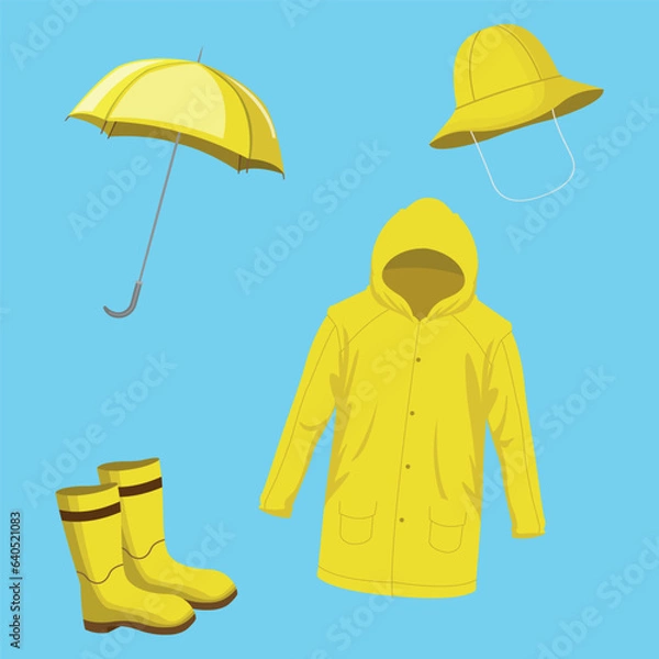 Obraz Raincoat Object Yellow Collection Set Vector