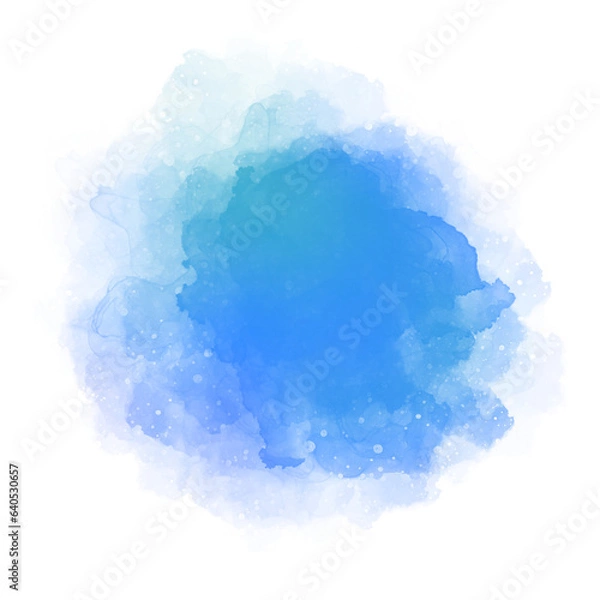 Fototapeta Blue purple watercolor paint round shape with liquid fluid  isolated on transparent background for design elements.