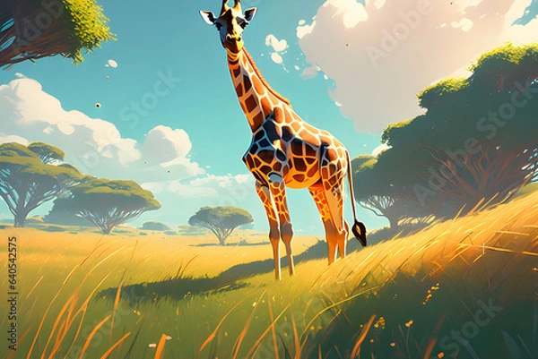 Obraz giraffe in the savannah Generative AI