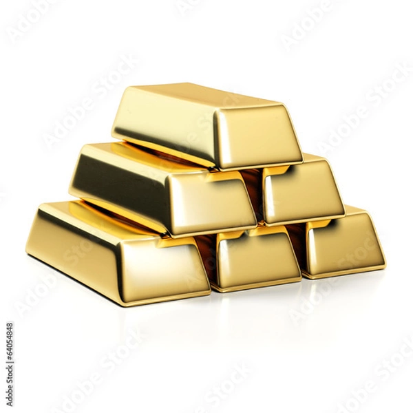 Obraz Gold bars isolated on white background. Stack of golden bullions