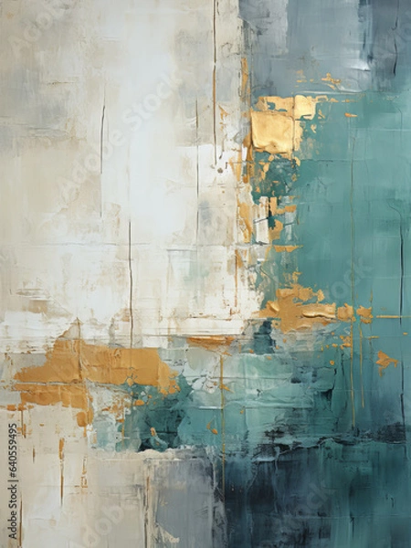 Obraz Green Blue Gold Abstract Art Painting