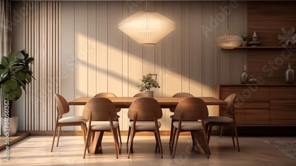 Fototapeta Wooden table dining interior kitchen