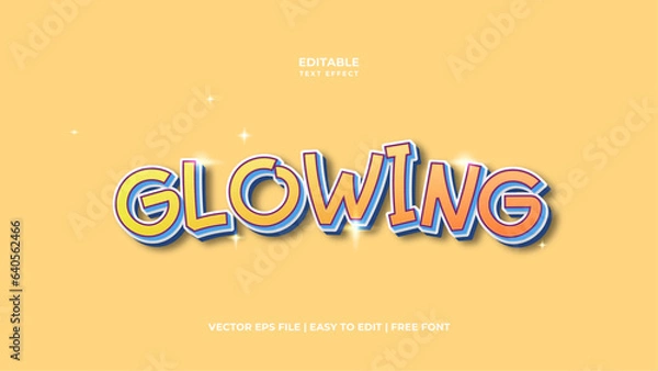 Fototapeta Glowing Modern cool 3d logo template editable text effect style