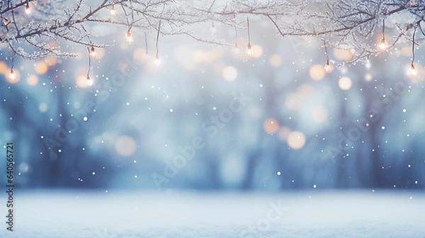 Fototapeta Illumination and snow blurred background