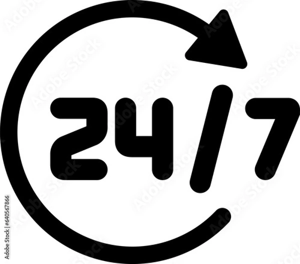Fototapeta Line icon of 24 hours a day service symbol