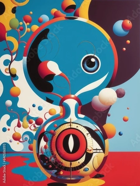 Obraz Abstract painting. Face and geometric objects. Generative AI