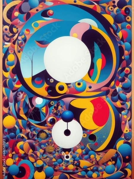 Fototapeta Abstract painting. Face and geometric objects. Generative AI