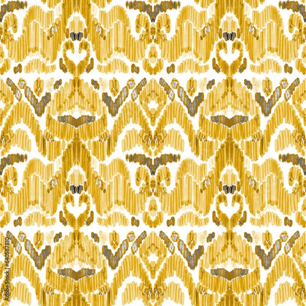 Fototapeta Colorful ikat pattern in vintage style. Elegant ethnic background. Hand drawn oriental art. Seamless geometric vintage texture.	