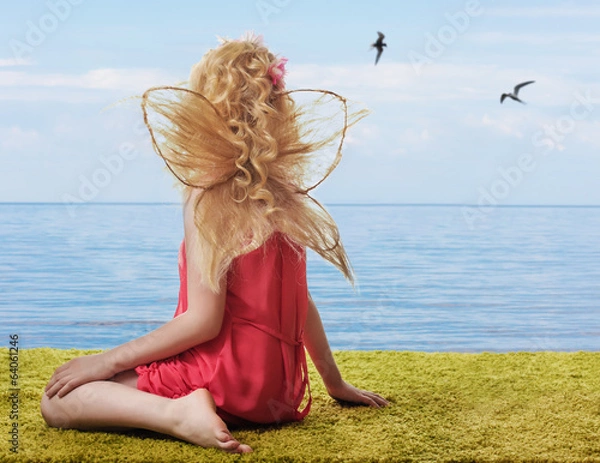 Obraz sweet girl with butterfly wings