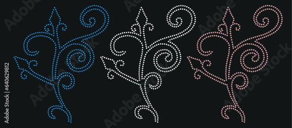 Obraz ss1 0 mm rhinestone.Flowers Rhinestone Transfers Ideas ,full, illustration.background. hand drawn style. You can use it as a bead embroidery, glitter or foil fashion,with collar and hot fix rhinestone