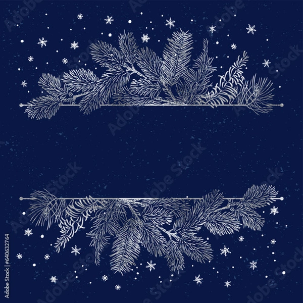 Fototapeta Vector card of Christmas Background with branches of christmas tree.