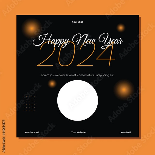 Obraz Happy New Years 2024 poster. unique and colorful template free download.