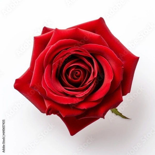 Fototapeta A beautiful red rose. Isolated on white background. Generative AI.