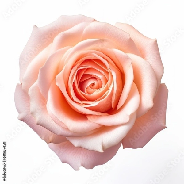 Fototapeta A beautiful pink rose. Isolated on white background. Generative AI.