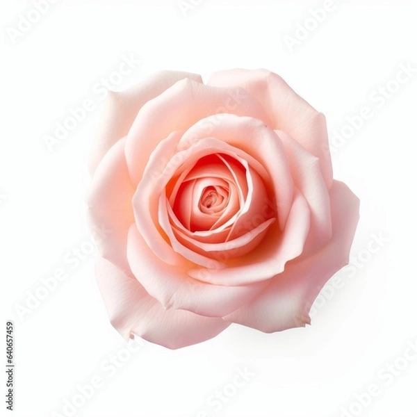 Fototapeta A beautiful pink rose. Isolated on white background. Generative AI.
