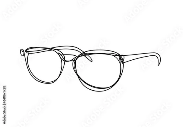 Fototapeta glasses ,line drawing style, continuous line art , vector illustration