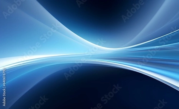 Fototapeta Abstract background with blue radiance, innovations, wave-like movement of rays.