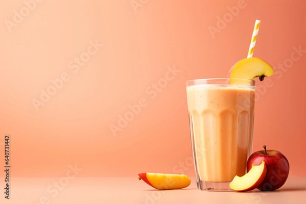 Obraz Fruit smoothie on peach copy space background