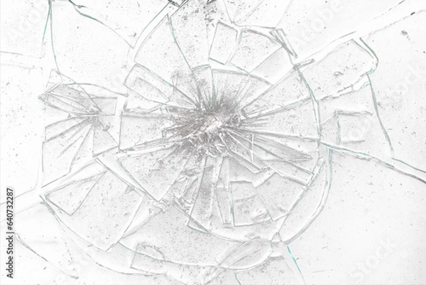 Obraz Broken glass on black background with lots of glass splinters and cracks