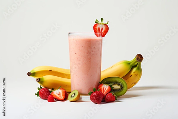 Obraz Fruit smoothie on white copy space background