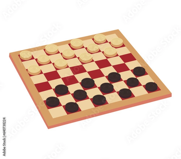 Fototapeta Checkers game board or Malaysian call it Dam Haji. Malaysian Traditional Games. Isolated on a white background. Vector illustration.