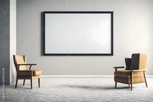 Fototapeta Blank portrait frame on the wall