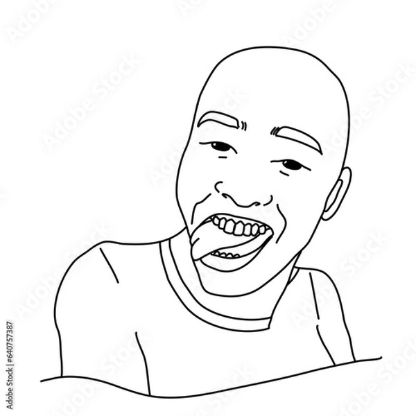 Fototapeta Funny smiling man with tongue out