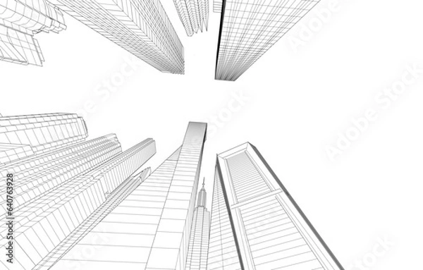Fototapeta Abstract architecture vector 3d illustration