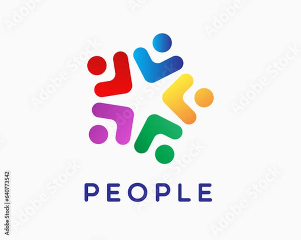 Fototapeta abstract people logo deign template. community logo design. creative hub. social connection logo vector