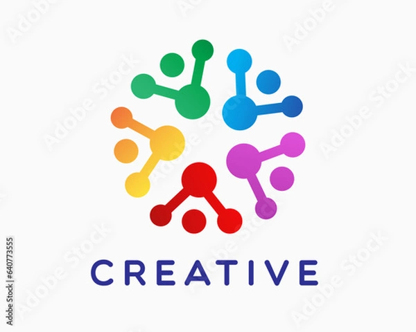 Fototapeta abstract people logo deign template. community logo design. creative hub. social connection logo vector