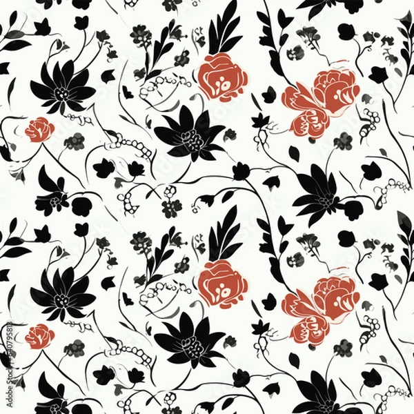 Fototapeta Seamless Pattern With Floral Motifs able