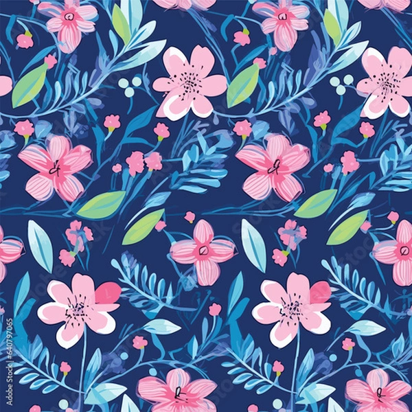 Fototapeta Seamless Pattern With Floral Motifs able