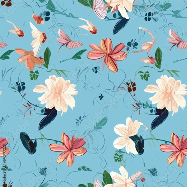 Fototapeta Seamless Pattern With Floral Motifs able