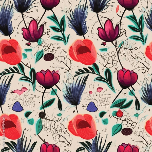 Obraz Seamless Pattern With Floral Motifs able