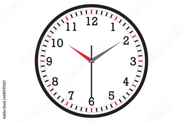 Fototapeta Analog clock simple vector, time, wall clock
