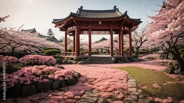 Obraz Japanese cherry blossom background with structure