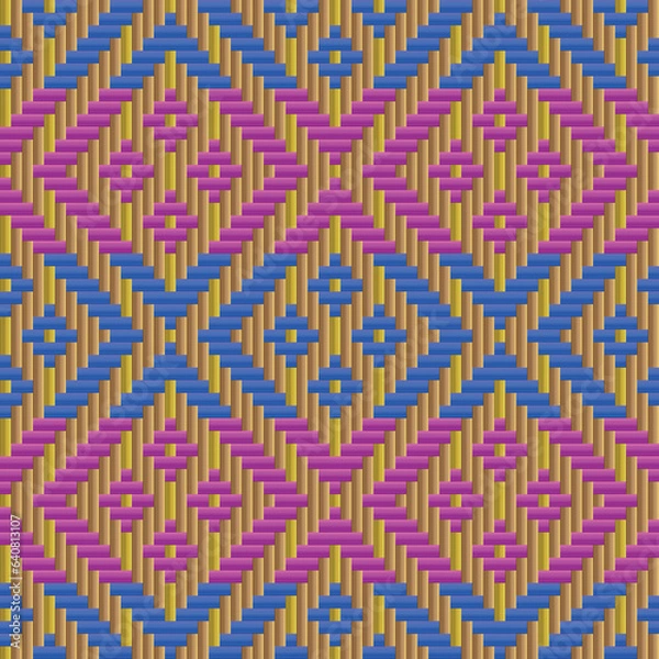 Fototapeta Colorful Striped Bamboo Basketwork Pattern 24
