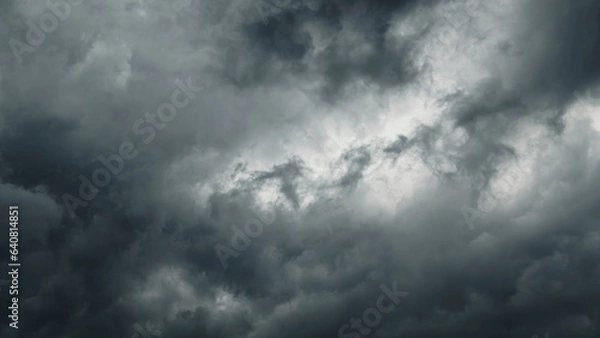 Fototapeta storm sky, dark dramatic clouds during thunderstorm, rain and wind, extreme weather, abstract background
