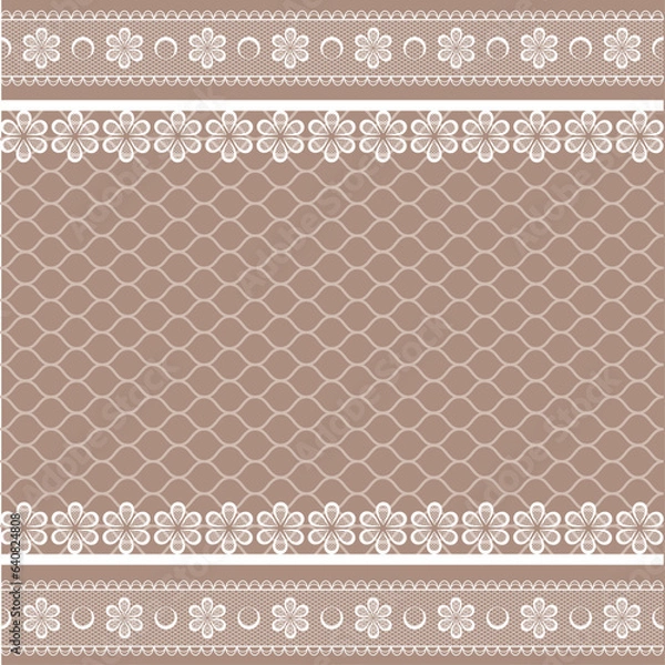 Fototapeta Horizontal seamless beige lace background with lace border.