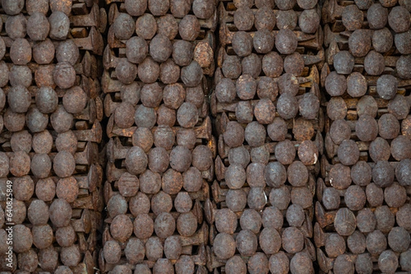 Obraz close up of a pile of wooden logs