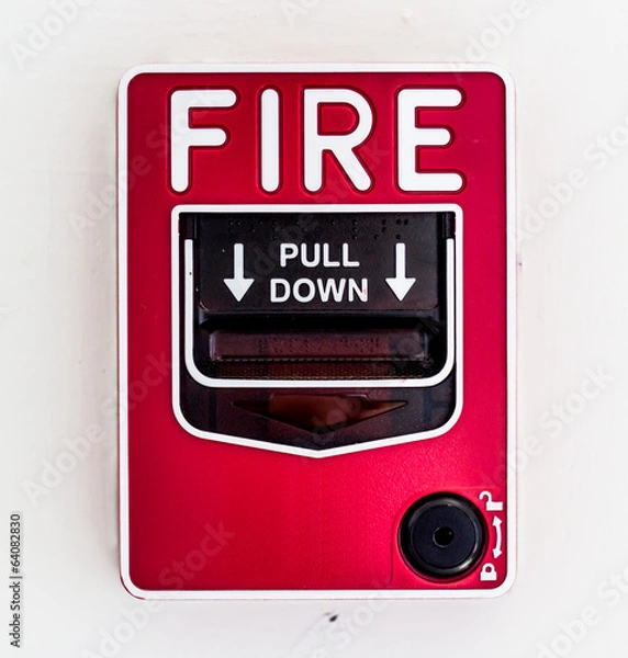 Fototapeta fire alarm box on cement wall for warning and security system