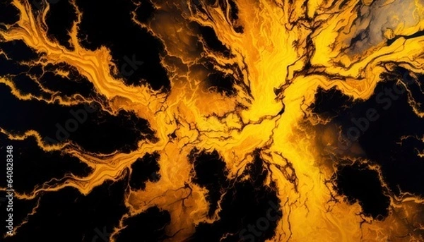 Obraz Abstract black natural stone marble texture with yellow splashes, luxury tile surface background