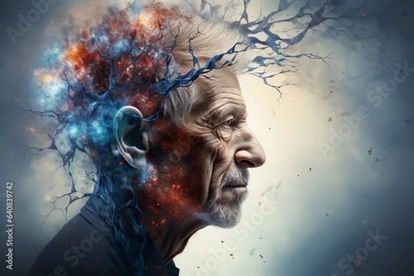 Fototapeta Abstract of person with alzheimer sickness. Generative AI.