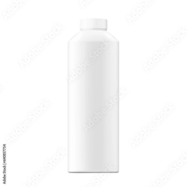 Fototapeta Square plastic bottle mockup. Vector illustration isolated on white background. Ready and simple to use for your design. EPS10.