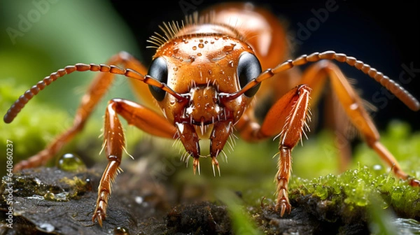 Fototapeta ant face close-up macro photo with great details
