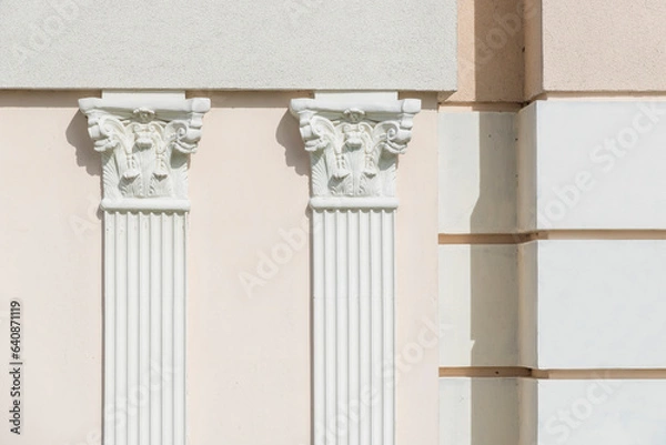 Fototapeta Architectural background with corinthians pilasters.