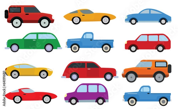 Fototapeta Kolekcja prostych samochodów